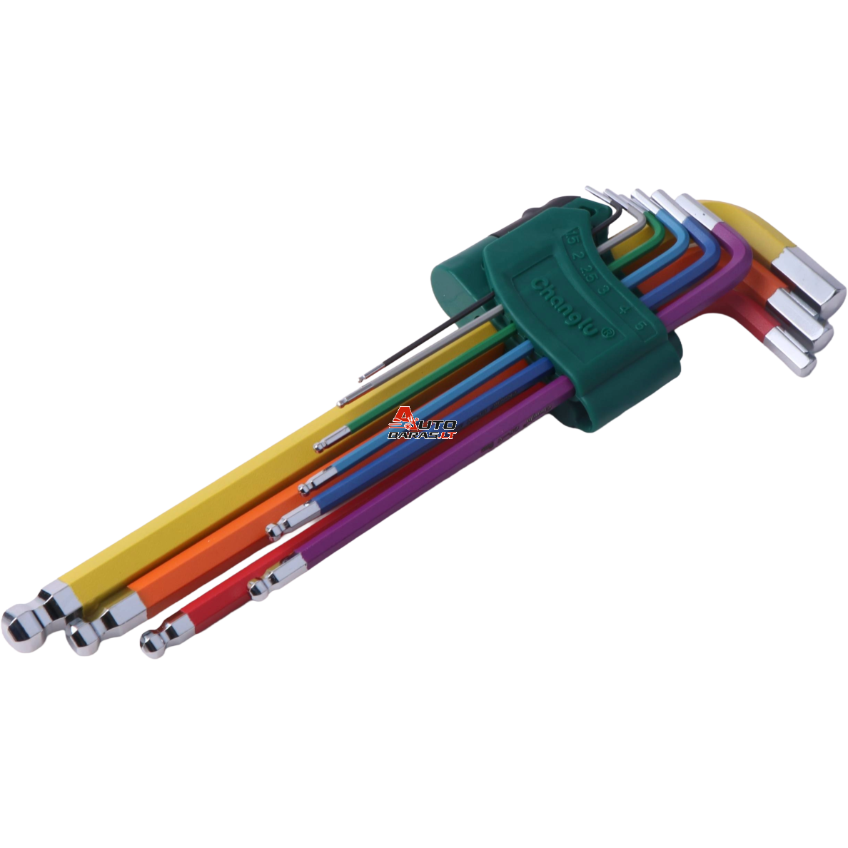 L-tipo šešiakampių vidutinių, raktų rinkinys 9vnt. (spalvoti)(1.5-10mm) 1