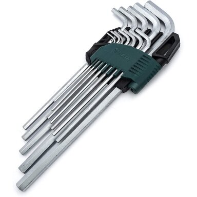 SATA L-tipo šešiakampių raktų rinkinys (prailgintų)(12vnt) 1/16"-3/8" (colinė sistema) SATA L-tipo šešiakampių raktų rinkinys (prailgintų)(12vnt) 1/16"-3/8" (colinė sistema)