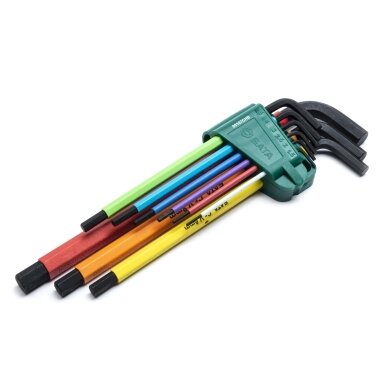 SATA L-tipo šešiakampių vidutinių, raktų rinkinys 9vnt. (spalvoti)(1.5-10mm) SATA L-tipo šešiakampių vidutinių, raktų rinkinys 9vnt. (spalvoti)(1.5-10mm)