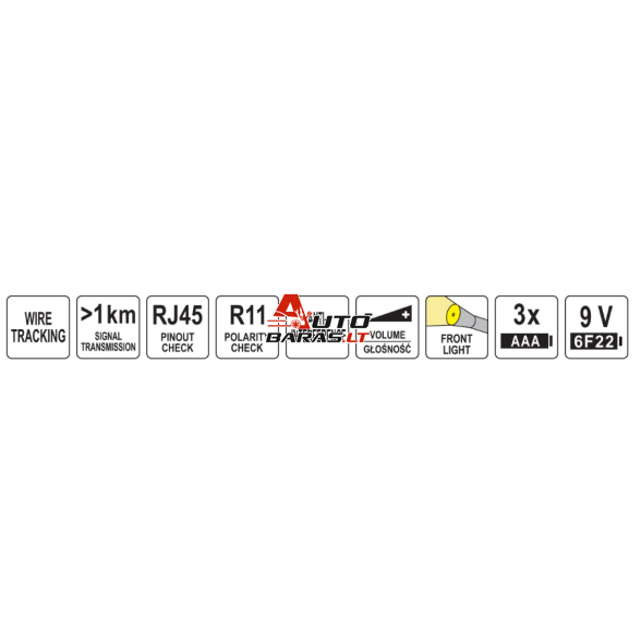 YATO Laidų testeris ir ieškiklis | RJ11 RJ45 8