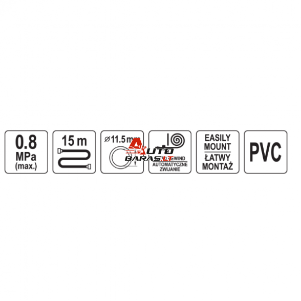 YATO Laistymo žarna su automatine rite 1/2" 15m 9