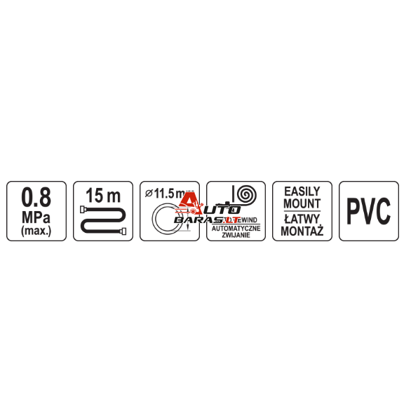 YATO Laistymo žarna su automatine rite 1/2" 15m 9