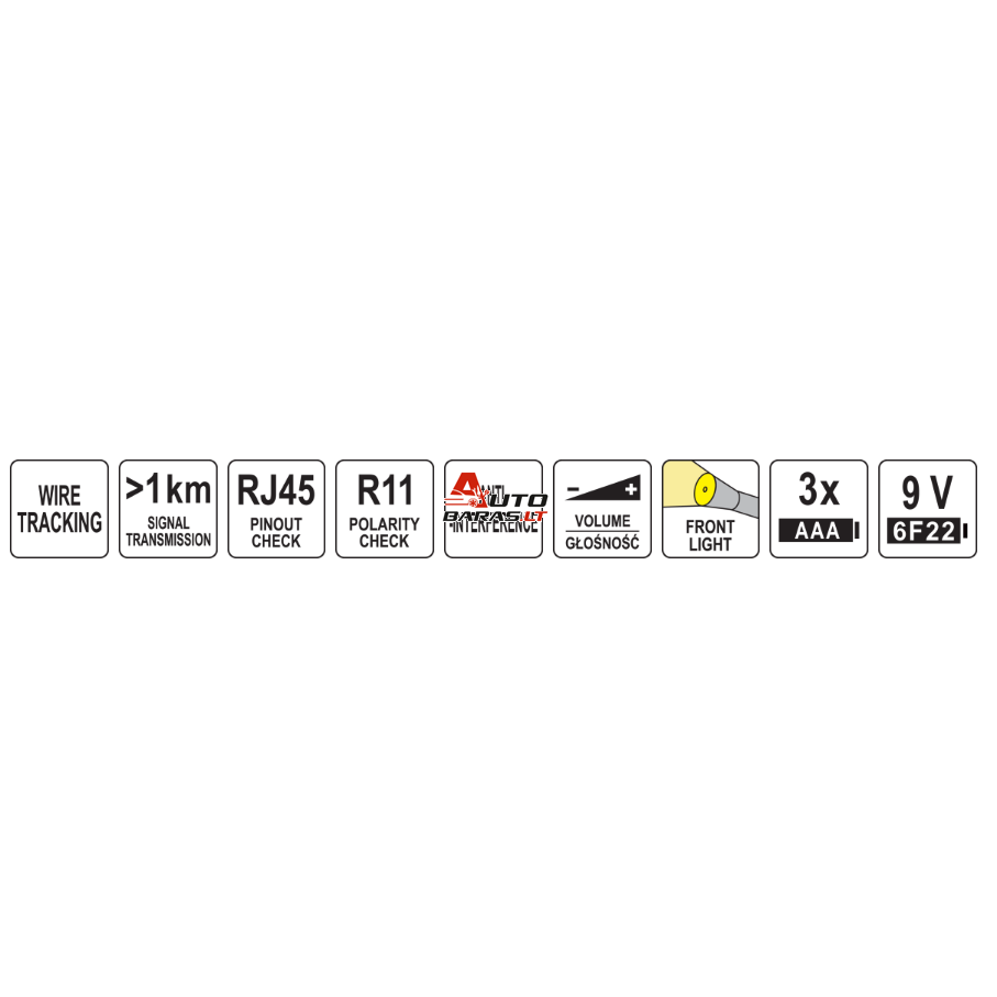 YATO Laidų testeris ir ieškiklis | RJ11 RJ45 8