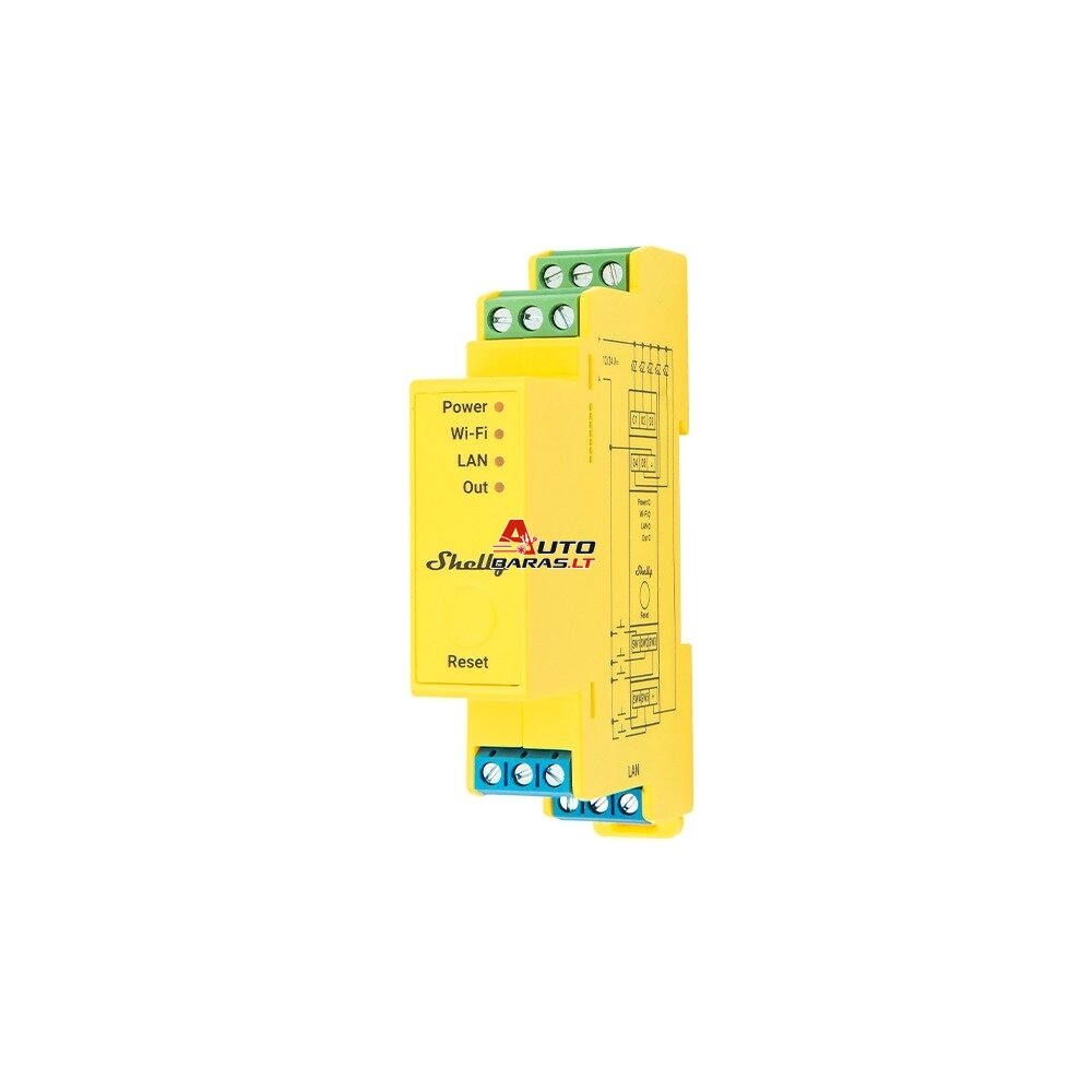 LED juostos valdymo modulis Shelly Pro RGBWW PM (DIN, 12/24V, LAN, Wi-Fi, Bluetooth, CCT)