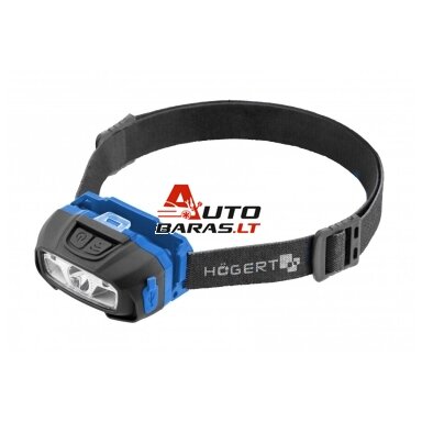 LED žibintuvėlis ant galvos Hogert HT1E421 (5W, 220lm, AAA)