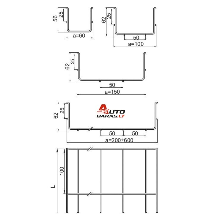 Lovelis kabeliui BAKS KDS/KDSO100H60/3 1 Lovelis kabeliui BAKS KDS/KDSO100H60/3 1