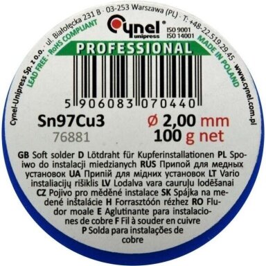 LYDMETALIS 2.0MM (SN97CU3) 100G LYDMETALIS 2.0MM (SN97CU3) 100G