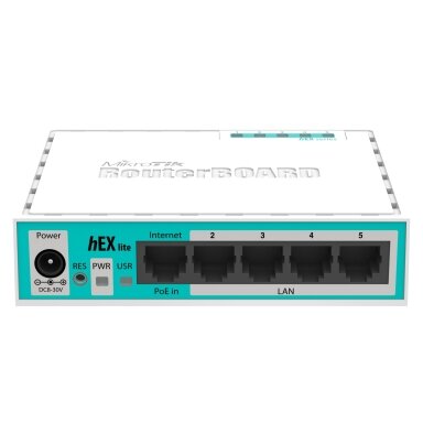 Maršrutizatorius 5 prievadų Mikrotik RB750r2 hEX