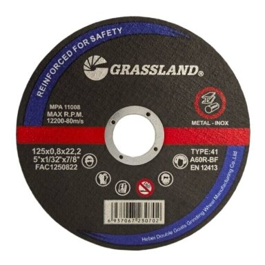 GRASSLAND Metalo pjovimo diskas 125x0.8x22.2 41 tip. GRASSLAND Metalo pjovimo diskas 125x0.8x22.2 41 tip.