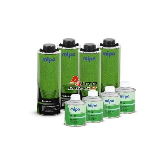MIPA PROTECTOR Bedliner Apsauginės dangos komplektas su kietikliu, spalva juoda 4ltr