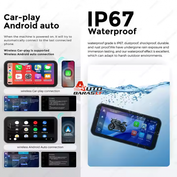 Motociklo išmanusis įrenginys su Apple Carplay/Android Auto funkcija 5