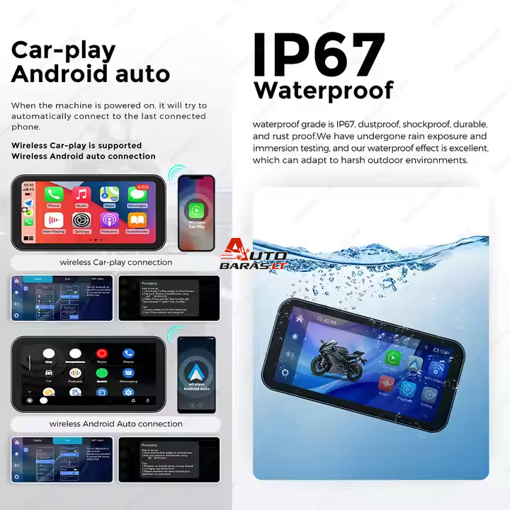 Motociklo išmanusis įrenginys su Apple Carplay/Android Auto funkcija 5