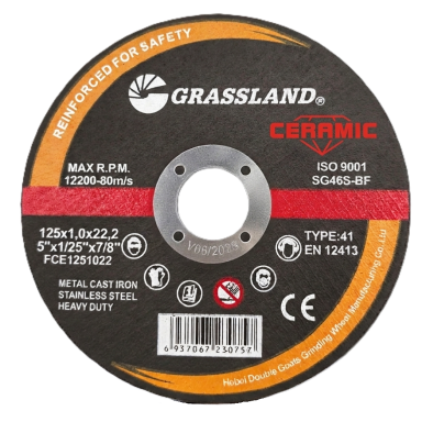 GRASSLAND Nerūdijančio plieno / keramikos pjovimo diskas 125x1.0x22.2 41 tip. GRASSLAND Nerūdijančio plieno / keramikos pjovimo diskas 125x1.0x22.2 41 tip.