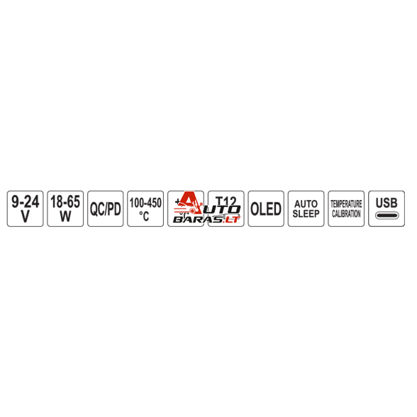 YATO Nešiojamas skaitmeninis lituoklis USB-C T12 su OLED 96W 8