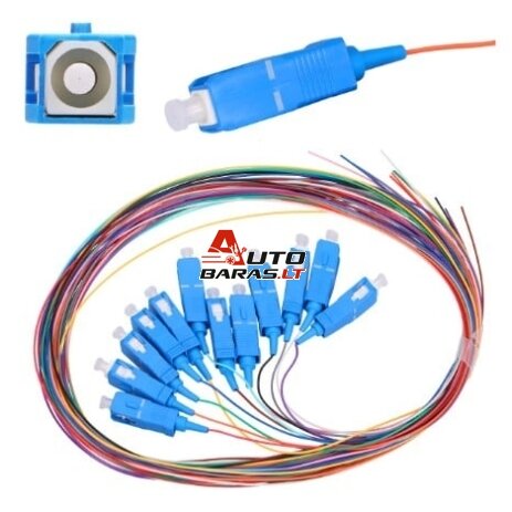 Optinis pigteilas SC/UPC 0.9mm SM G652D (1,5 m, 900 µm, 12 vnt, įvairių spalvų)