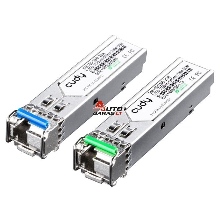 Optinis integruojamas keitiklis SFP Cudy SM100GSB-20AB (1,25Gbps, single mode, LC, 20km, A:1310Tx/1550Rx, B:1550Tx/1310Rx)