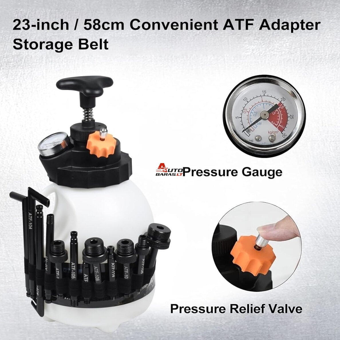Pavarų dėžės tepalo užpildymo įrenginys 3l su ATF adapterių rinkiniu 3