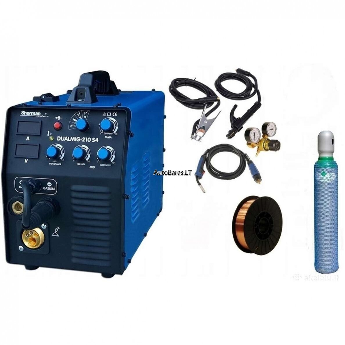 PILNAS komplektas pusautomatis Sherman DUALMIG 210 S4 MIG/MMA su priedais - NUOMA