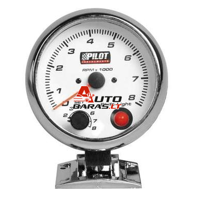 Pilot GAUGE - matuoklis / gauge - Tachometras (benzininiams) 95 mm su signaline lempute (shift light)