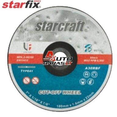 Pjovimo diskas metalui Starfix 125 mm x 1,1mm x 22 mm Pjovimo diskas metalui Starfix 125 mm x 1,1mm x 22 mm