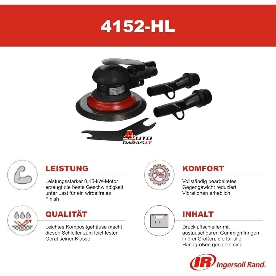 Pneumatinė šlifavimo mašinėlė INGERSOLL RAND 2.5 4152-HL 150mm 2.5mm šlifavimo eigos 3