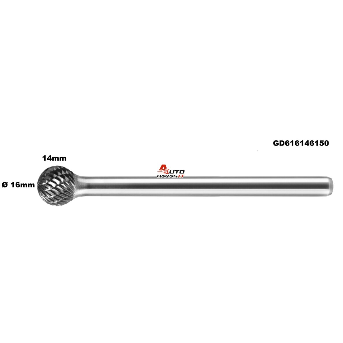 Prailginta freza kietmetalio D apvali Ø 16 x 14mm