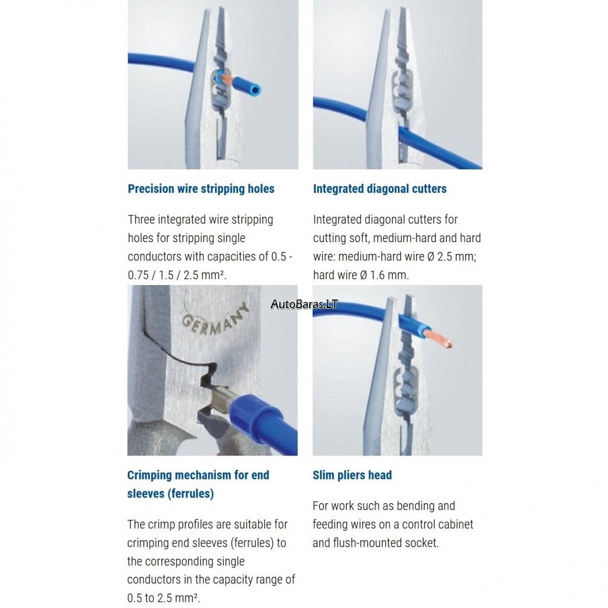 Prailgintos replės elektrikui 160mm, KNIPEX 5