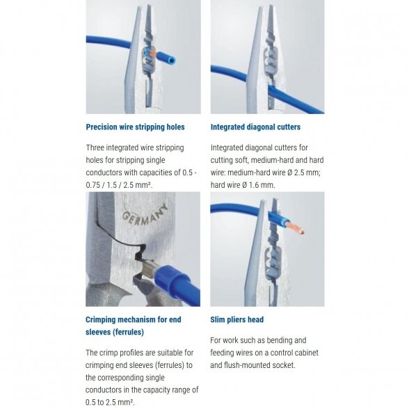 Prailgintos replės elektrikui 160mm, KNIPEX 5