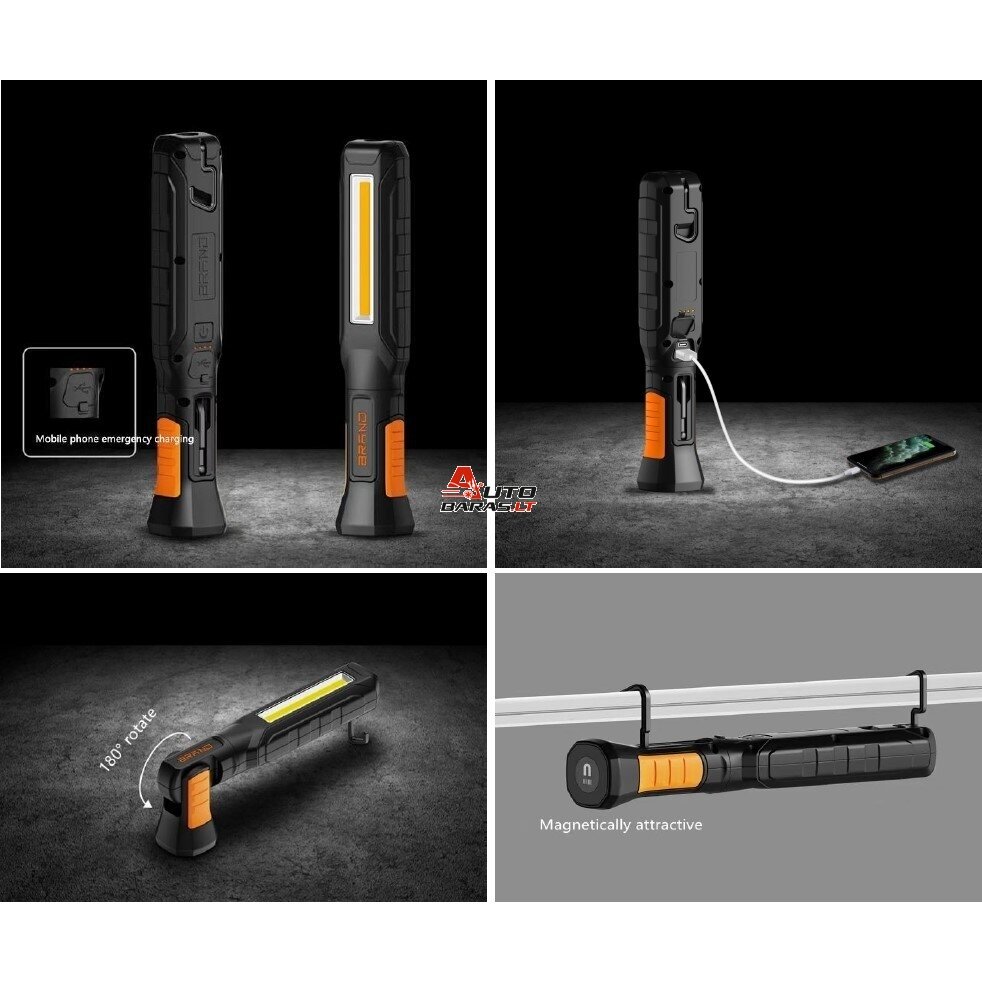 Prožektorius darbui COB (7W+2W) + SMD (įkraunamas) 700lm 1