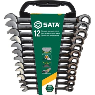 SATA Raktų su reversine terkšle rinkinys (12vnt)(8-19mm) SATA Raktų su reversine terkšle rinkinys (12vnt)(8-19mm)
