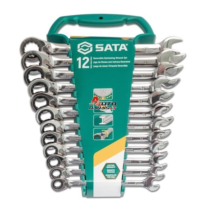 Raktų su reversine terkšle rinkinys (12vnt)(8-19mm)