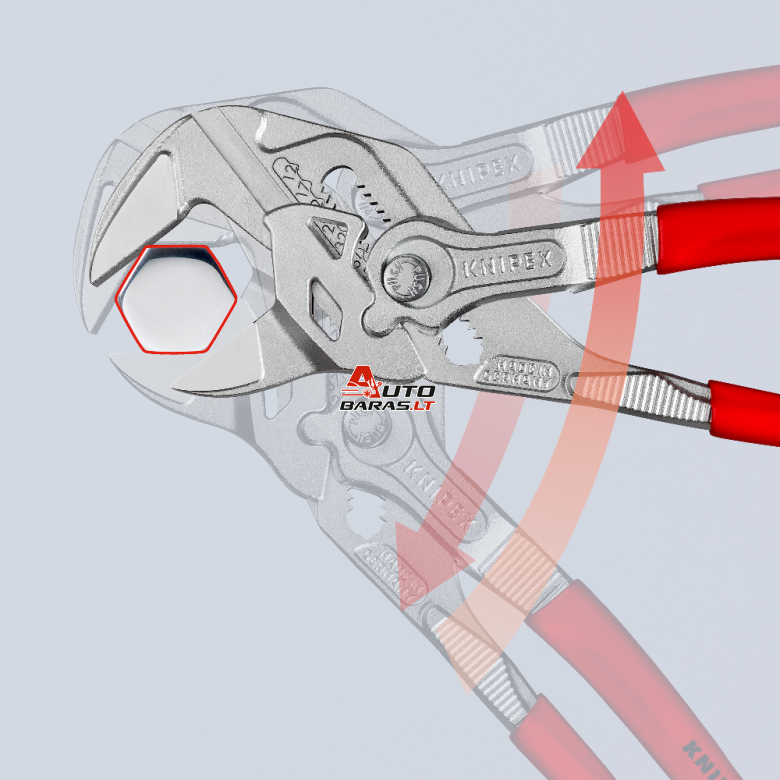 Santechninės replės-raktas KNIPEX su fiksavimu 12