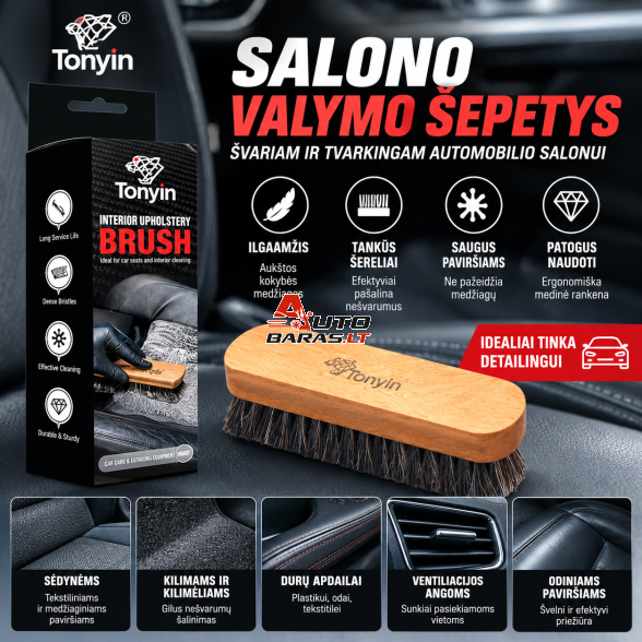 Šepetys automobilio salonui / odai - Interior Upholstery Brush TONYIN