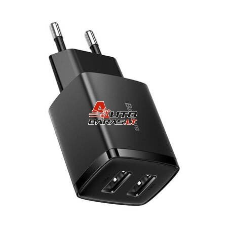 Sieninis įkroviklis BASEUS CCXJ010201 (10.5W, 2xUSB, 2.1A, juodas)