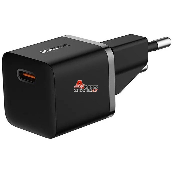 Sieninis įkroviklis BASEUS CCGN050101 (GaN5 mini, 20W, USB-C, QC3.0, juodas)