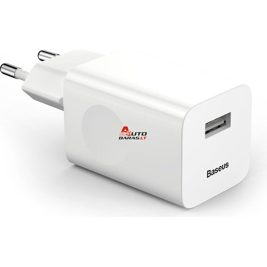 Sieninis įkroviklis BASEUS CCALL-BX02 (24W, USB, QC3.0, baltas)