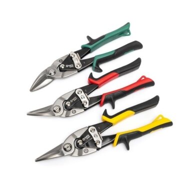 SATA Skardos kirpimo žirklių rinkinys 250mm 3vnt. SATA Skardos kirpimo žirklių rinkinys 250mm 3vnt.