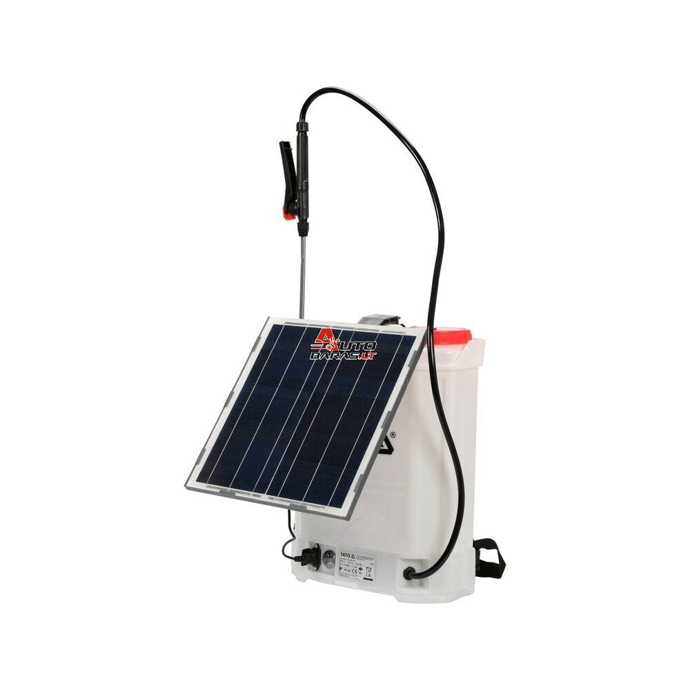 YATO Slėginis purkštuvas su bakeliu ir saulės panele 16l 12V 8000mAh 2