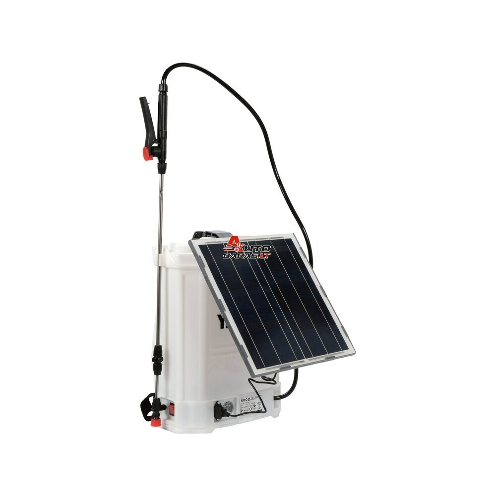 YATO Slėginis purkštuvas su bakeliu ir saulės panele 16l 12V 8000mAh