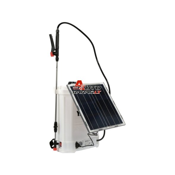 YATO Slėginis purkštuvas su bakeliu ir saulės panele 16l 12V 8000mAh