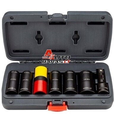 Smūginių galvučių dvipusių rinkinys 1/2'' (17-27.5mm) 7vnt. Smūginių galvučių dvipusių rinkinys 1/2'' (17-27.5mm) 7vnt.