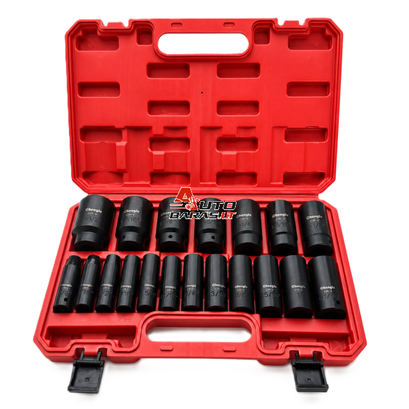 Smūginių galvučių rinkinys 1/2'' (3/8"-1"-1/2")(19vnt)(Colinė sistema)
