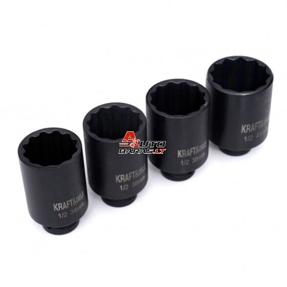 KRAFTDELE Smūginių galvučių rinkinys 1/2'' 4vnt. 2