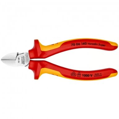 Šoninio kirpimo replės elektrikui 140mm (1000V) KNIPEX Šoninio kirpimo replės elektrikui 140mm (1000V) KNIPEX