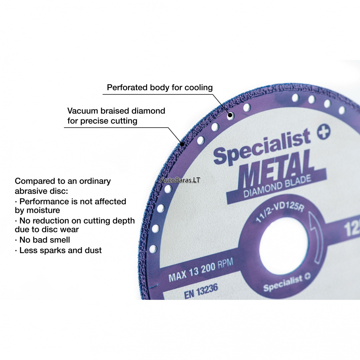 SPECIALIST+ Deimantinis pjovimo diskas metalui 125x1,4x22,23 mm 1