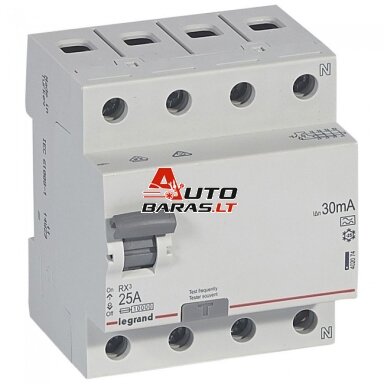 Srovės nuotekio relė su automatiniu jungikliu Legrand 402074 (A, 25A, 4P, 30mA, 400V) Srovės nuotekio relė su automatiniu jungikliu Legrand 402074 (A, 25A, 4P, 30mA, 400V)