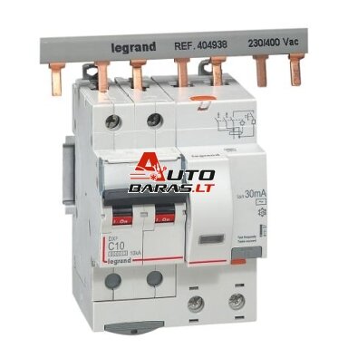 Srovės nuotekio relė su automatiniu jungikliu Legrand 411057 (C, 10A, 4P, 30mA, 230V)