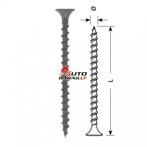 Sraigtas STARFIX gipsas-medis 3.5x35/F (juodas, 200vnt)