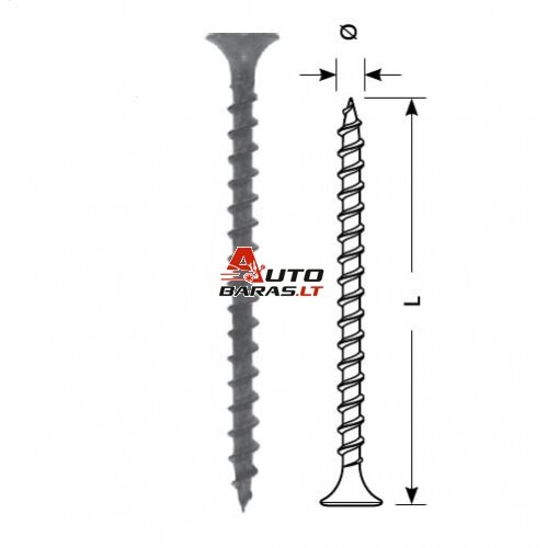 Sraigtas STARFIX gipsas-medis 3.5x45/F (juodas, 150vnt)