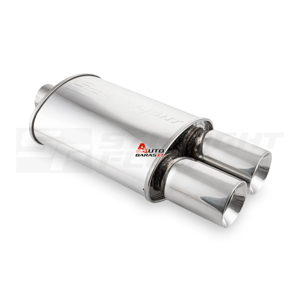 STRAIGHTFLOW plokščio tipo galinis bakelis 1in ir 2 out 63mm (nerūdijantis plienas)